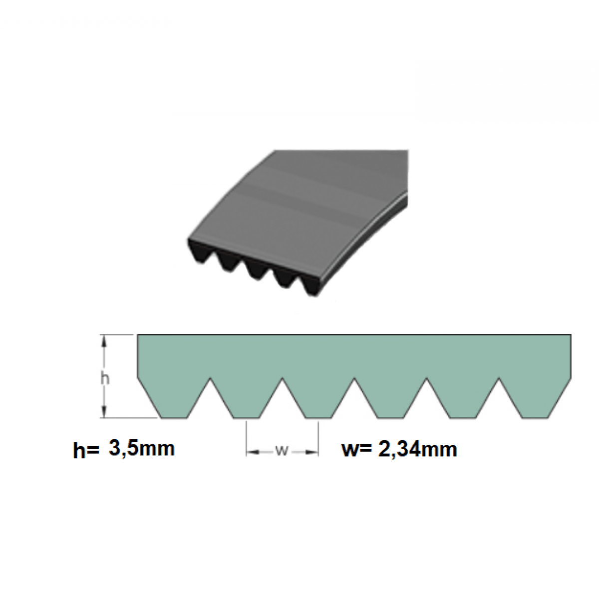 Remen 10 PJ 1280 Poly- DTE